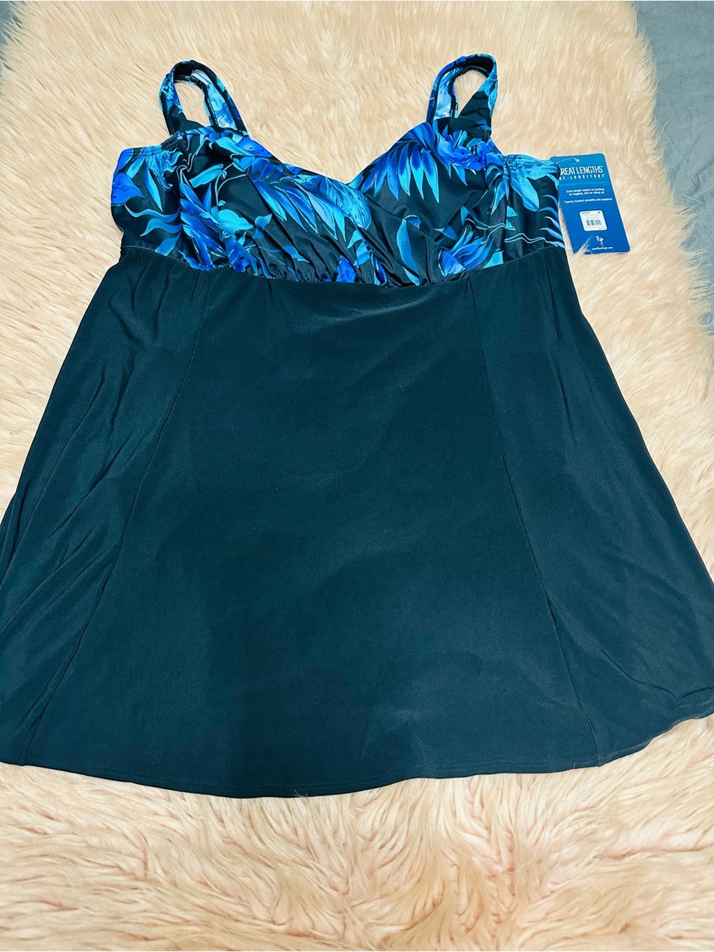 Longitude Blue and Black One-Piece Swimdress